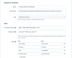 Event sequencing in splunk: Figure 2 – New Sequence Template