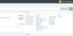 Figure 1 - Utilize Splunk time range picker to narrow basic search results