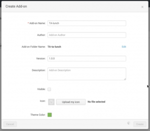Figure 2 - The form in this window creates the Add-on in Splunk
