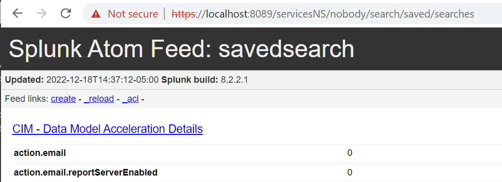 splunk API: splunk atom feed: saved search 