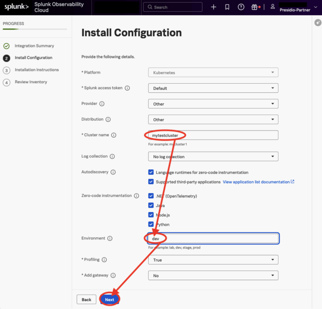 Cluster Name must be filled in, and though “Environment” is not technically required, it’s still a good idea to supply an answer.
